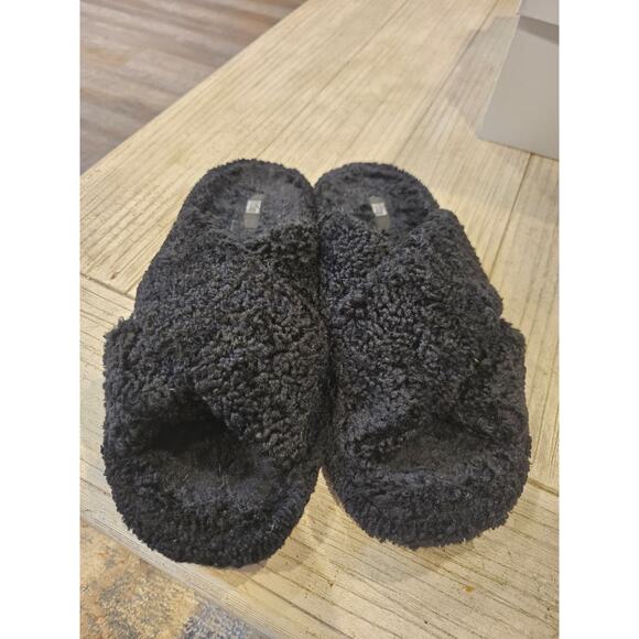 FitFlop Women's Black Iqushion Teddy Cross Slides Size 11 Casual - Picture 1 of 6